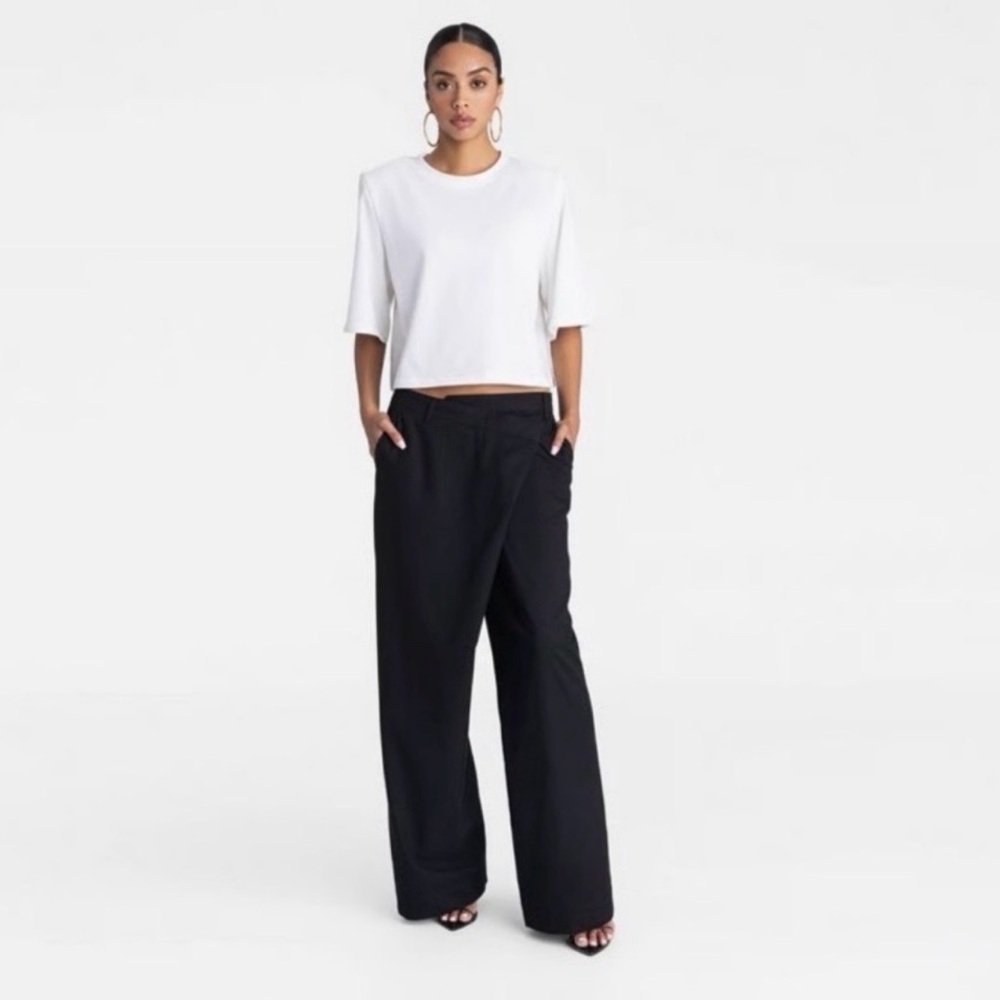 Wide Leg Black Women's Pants - Classic Fit